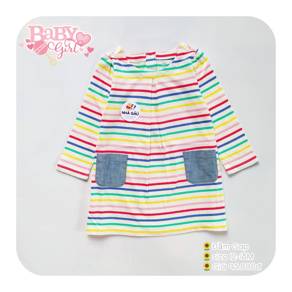 Đầm sọc ngang nhiều màu Horizontal stripes dress with jeans for girls NG0339