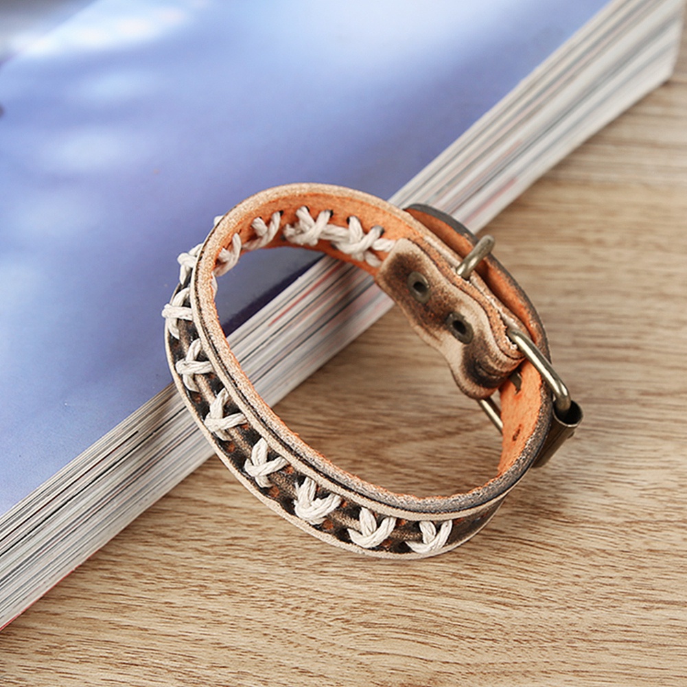 Vòng đeo tay bằng da kiểu dáng cổ điển dành cho cả nam và nữ