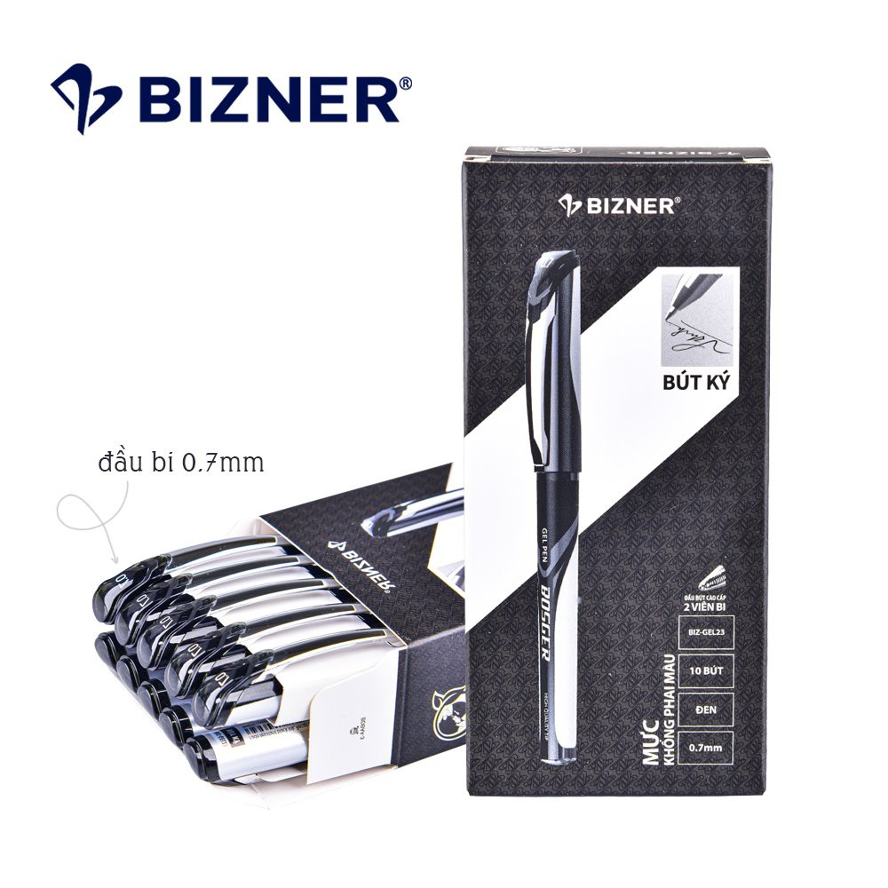Bút gel 2 đầu bi Bizner cao cấp BIZ-GEL23. viết mực nước đầu bi 0.7mm.