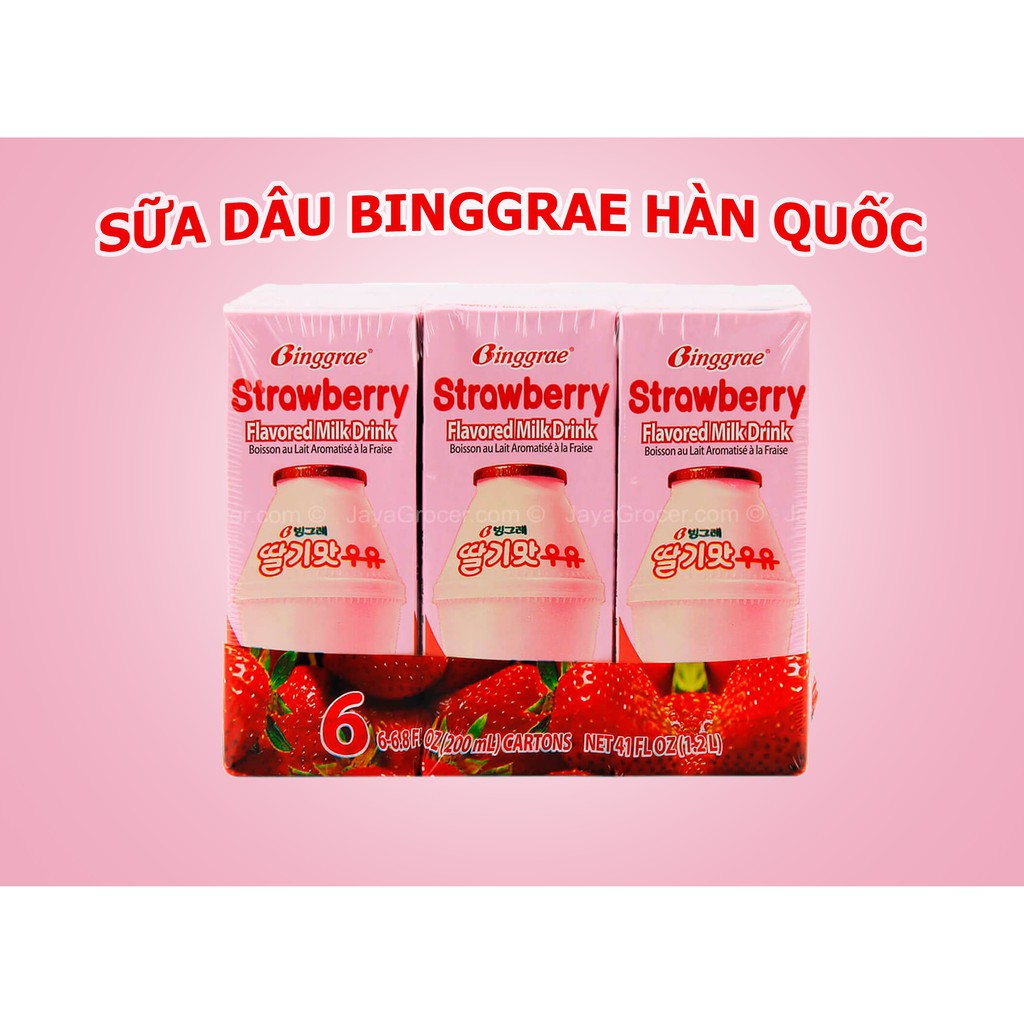  Sữa Dâu Binggrae Hàn Quốc - Lốc 6 Hộp