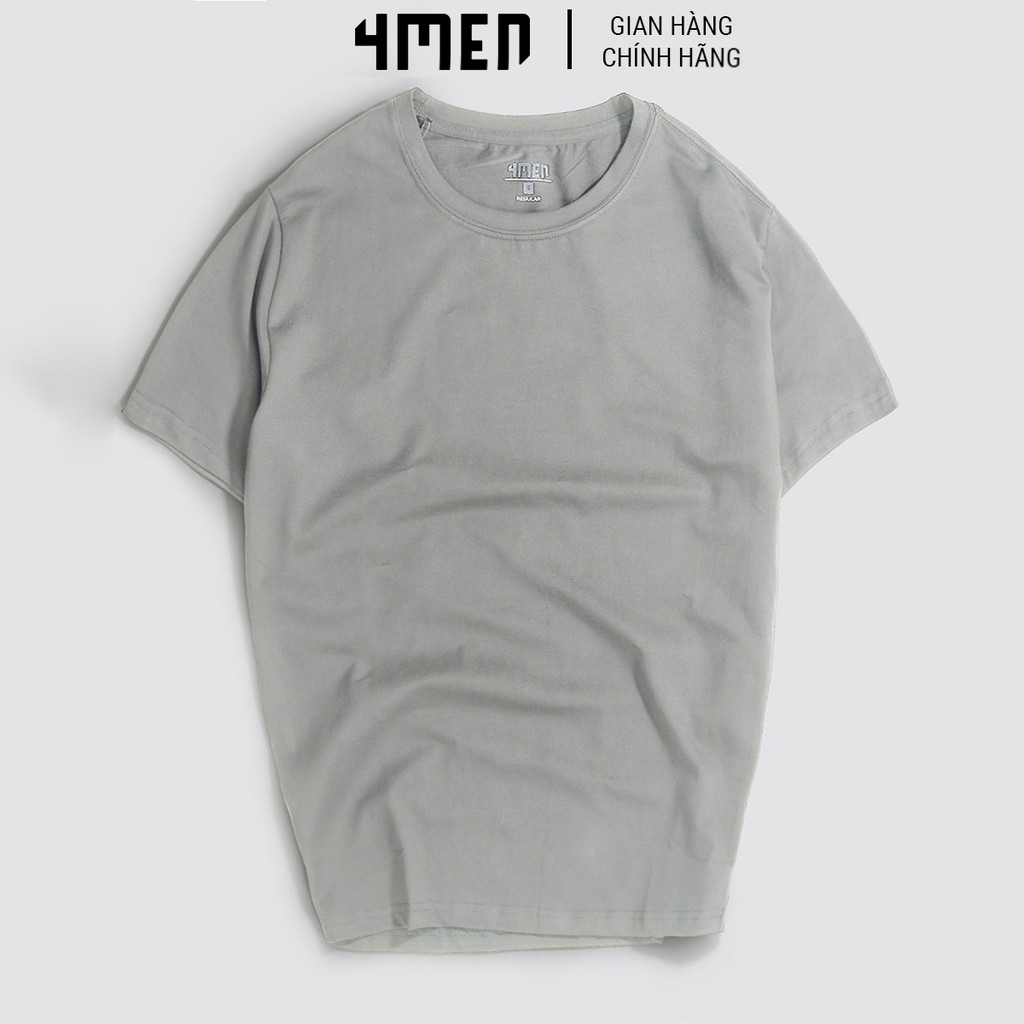 Áo thun nam trơn 4MEN AT051 cổ tròn, ngắn tay, form suông, vải cotton đẹp dày dặn, mềm mịn, co giãn, thoáng mát | BigBuy360 - bigbuy360.vn