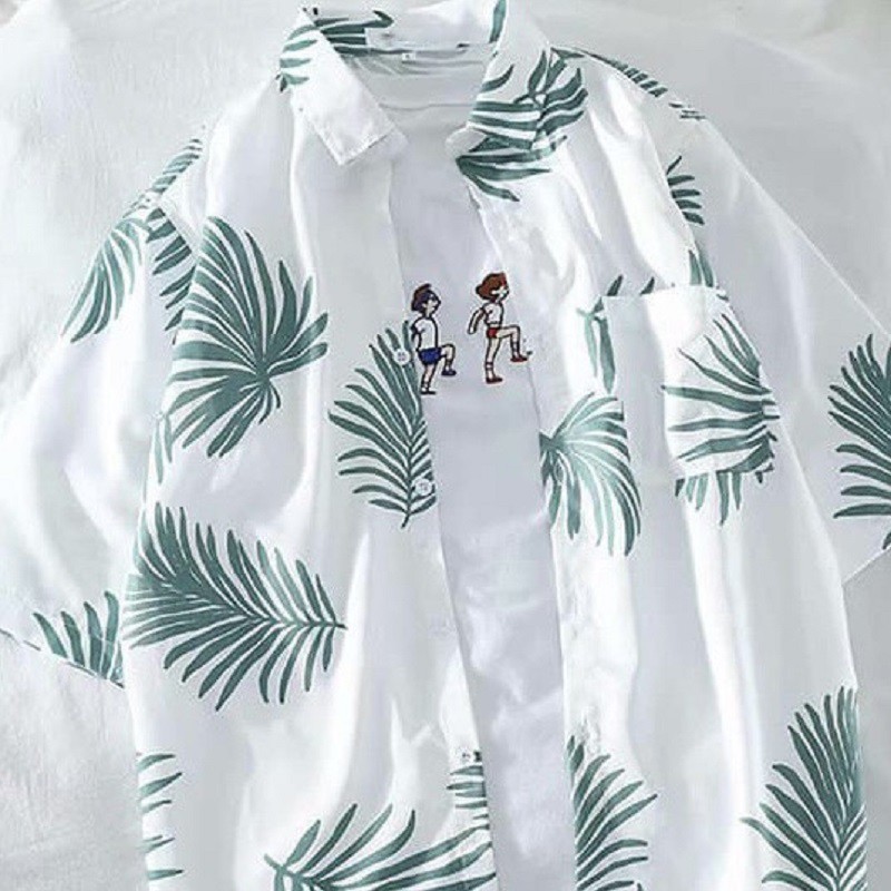 Áo sơ mi đi biển, bộ đồ đôi hoạ tiết nam nữ-vải kaki thoáng mát 1132 | BigBuy360 - bigbuy360.vn