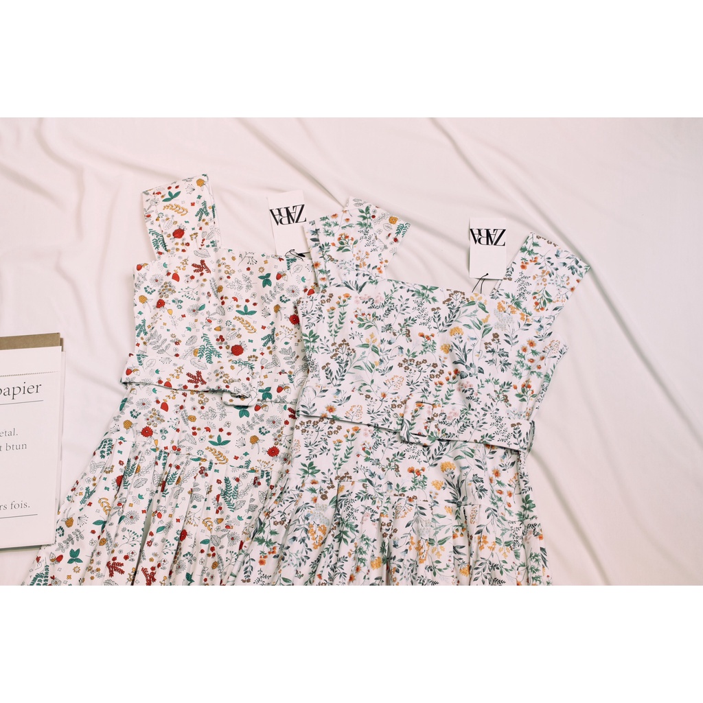 Chiếc đầm hoa nhí ZR kèm belt xinh xắn - Hàng y hình 100%