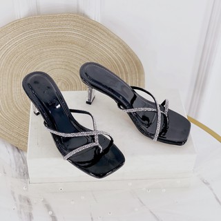 Dép cao gót nữ GÓT XINH GX349 mũi vuông quai mảnh đế mika trong cao 5cm
