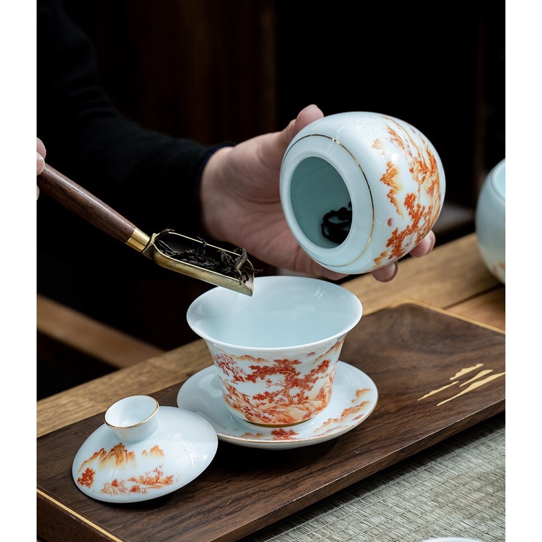 Chén Khải Tiềm Trà Bằng Sứ Trắng Bạch Định Thấu Quang (Dung Tích 180 ml)