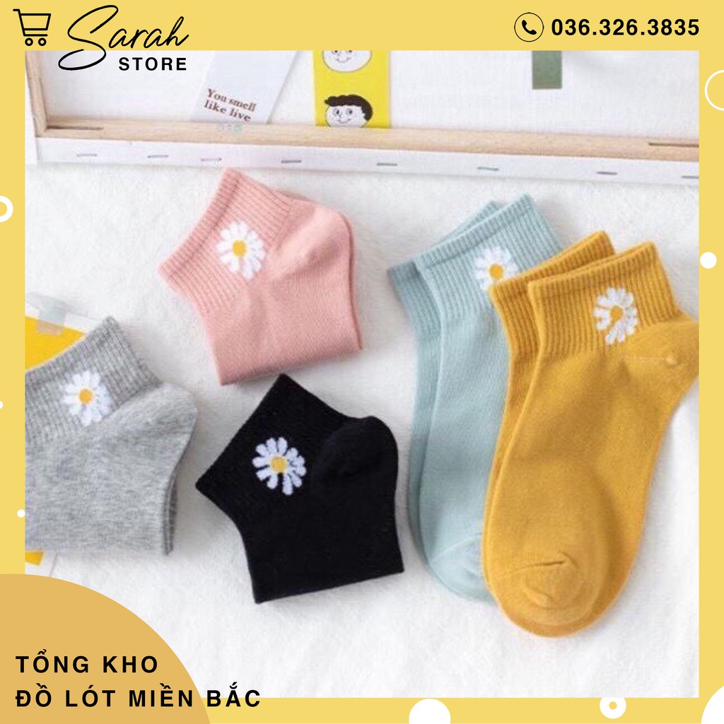 Túi 10 Đôi Tất Nữ Cổ Ngắn Cotton Hoa Cúc