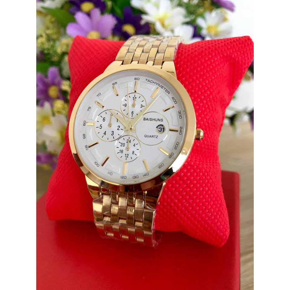[SIÊU GIẢM GIÁ] Đồng Hồ Nam Baishuns B1 Khung Thép Mạ Vàng Không Gỉ, Chống Nước Chống Xước Hiệu Quả | BigBuy360 - bigbuy360.vn
