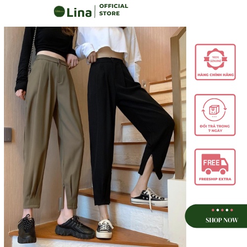 Quần Baggy Kaki Nữ Lưng Cao Công Sở Ống Khóa Kéo Chân Cho Nữ Hàng VNXK | BigBuy360 - bigbuy360.vn