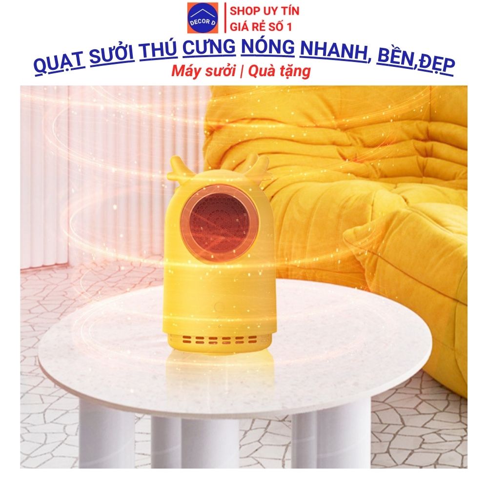 Quạt sưởi mini thú cưng để bàn ấm nhanh, công suất lớn, chạy cực êm - Phù hợp văn phòng, phòng ngủ, decor