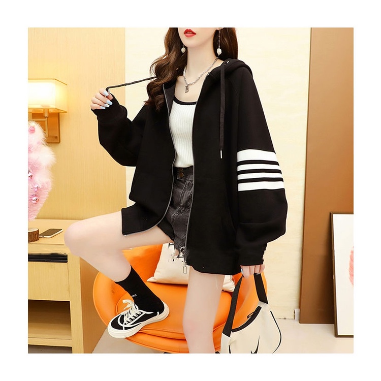 Áo khoác nam nữ thể thao ulzzang 3 sọc 🌸 Áo sweater hoodie nỉ bông kiểu dáng thể thao form rộng Unisex K45 | BigBuy360 - bigbuy360.vn