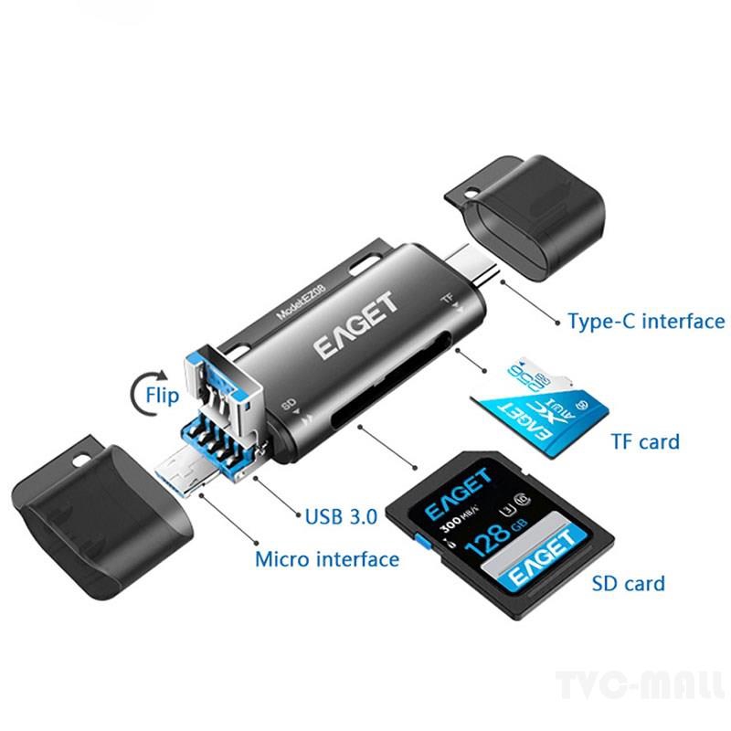 Đầu Đọc Thẻ Nhớ Eaget Ez08 Type-C Micro Usb Usb 3.0 | BigBuy360 - bigbuy360.vn