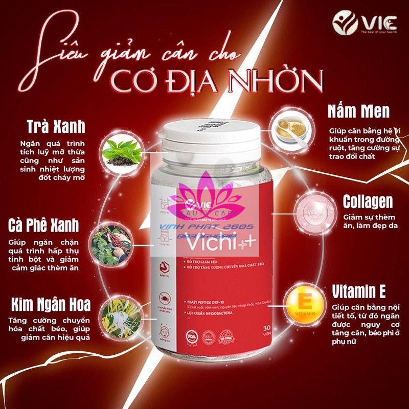 *Hàng Sẵn*Giảm cân Bất Chấp Mọi Cơ Địa Vic++ Hộp 30 viên Chính Hãng Vic kèm khóa cân