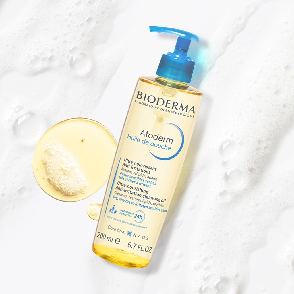 Dầu tắm làm dịu Bioderma Atoderm Huile De Douche 200ml dưỡng ẩm dành cho da khô, da nhạy cảm
