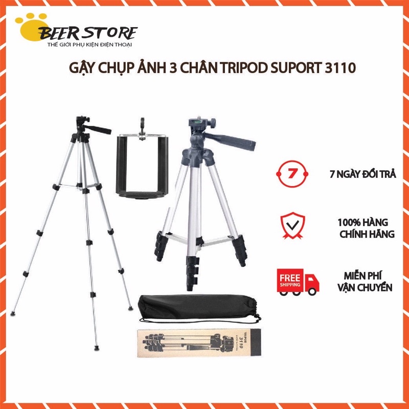 Đế Tripod Giá đỡ điện thoại, máy ảnh 3 chân cao cấp kèm kẹp điện thoại, bộ điều kiển - Quay phim, chụp ảnh, livestream