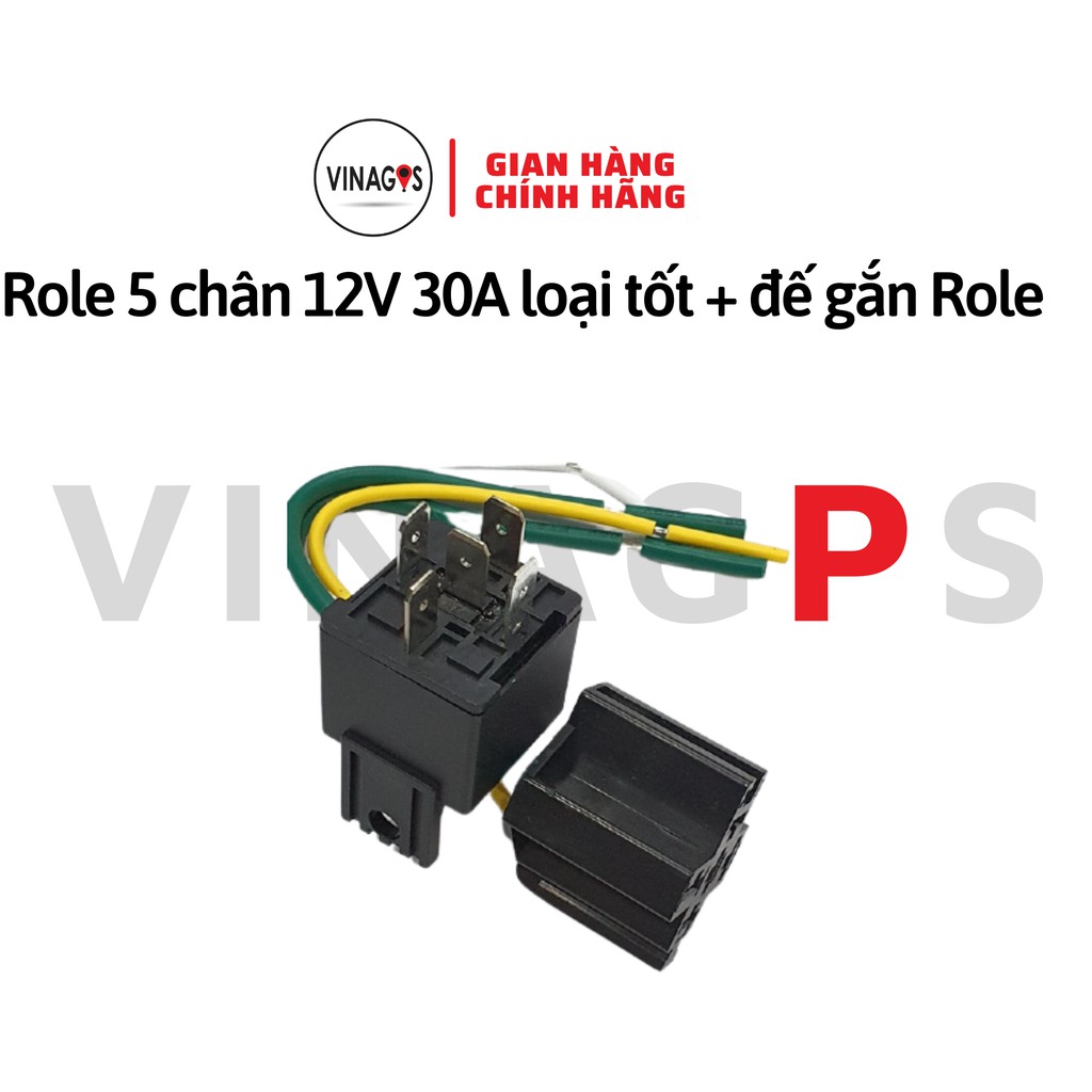 Rơ le 5 chân 12V 30A loại tốt + đế gắn Rơ le 4 dây. Hàng đẹp - Relay