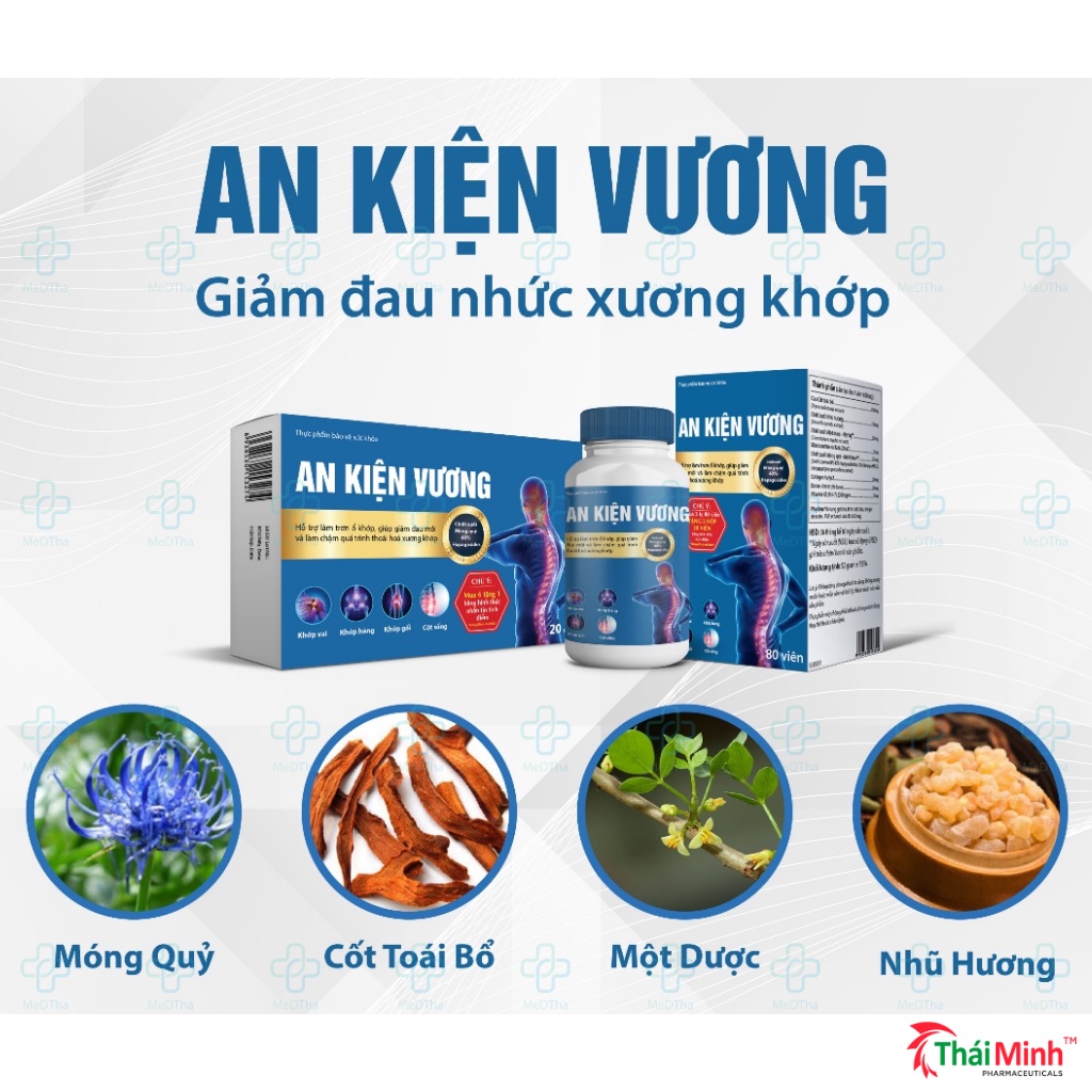 An Kiện Vương - Bổ Xương Khớp, Thoái Hóa Khớp, Glucosamine, Collagen (Hộp 20 Viên/ Lọ 80 Viên)