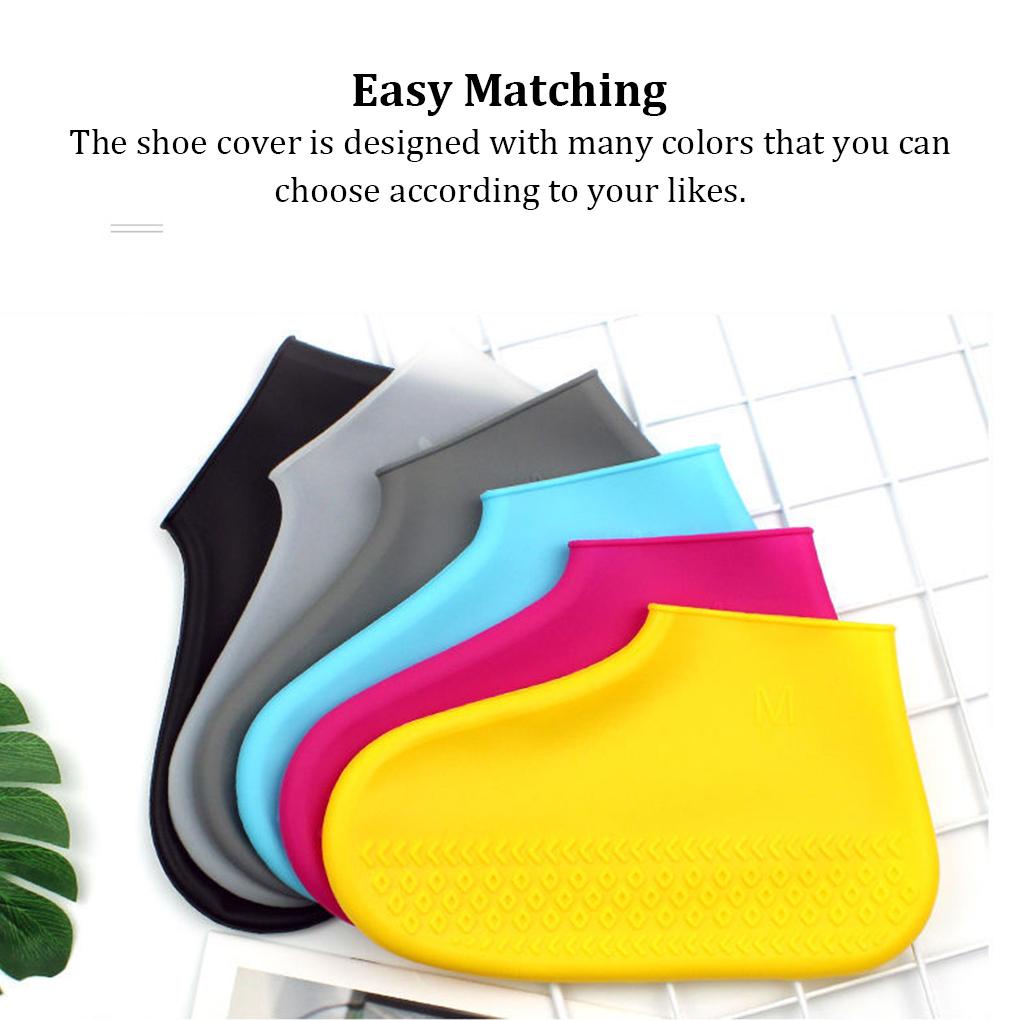 1 Cặp Vỏ Bọc Giày Đi Mưa Bằng Silicon Co Giãn Chống Trượt Chống Thấm Nước Màu Trơn Sành Điệu Có Thể Tái Sử