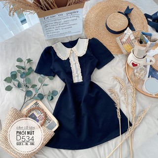 Bigsize Đầm cổ sen phối nút D534