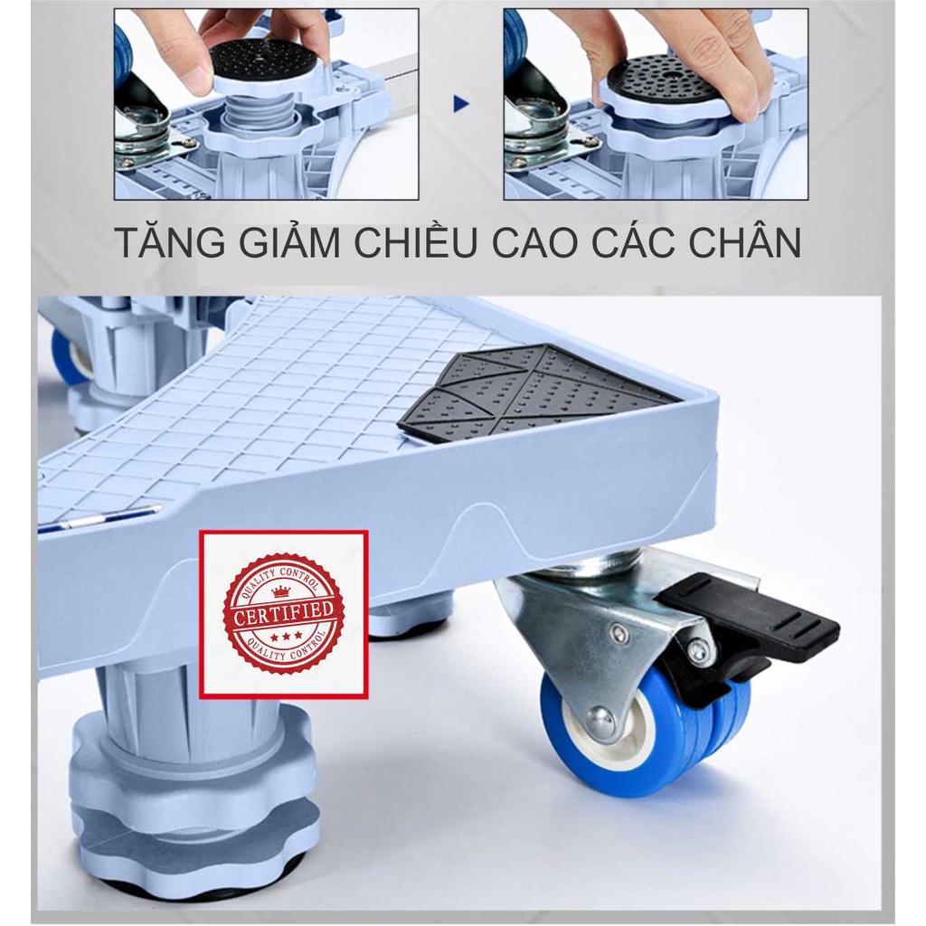 Kệ tủ lạnh máy giặt cao cấp - 4 bánh xe đôi, 4 chân cố định.