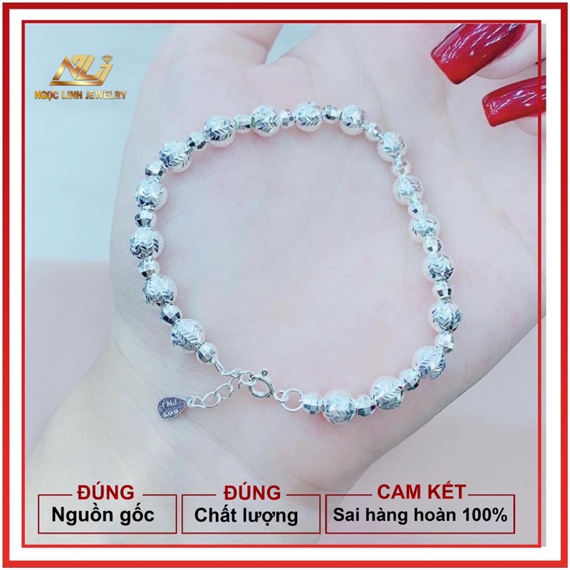Lắc tay nữ bi quả cầu phay cnc chuẩn bạc nguyên chất với công nghệ ý kiểu dáng sắc nét và hiện đại Ngọc linh-Jewelry