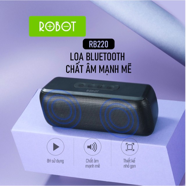 Loa Bluetooth ROBOT RB220 Công suất lớn 5W - Hỗ trợ TWS- Âm thanh vòm âm bass sâu và trầm thiết kế nhỏ gọn