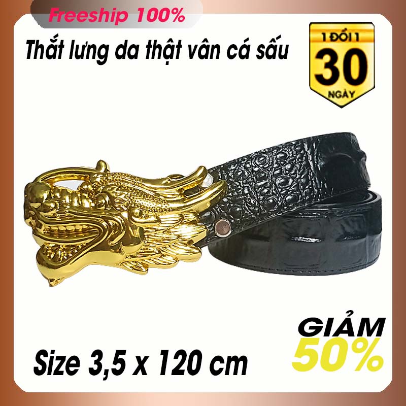 Thắt lưng nam da vảy cá lớp 2, bản 3,5 x 120 cm,đầu bằng kim loại, bền đẹp video sản phẩm