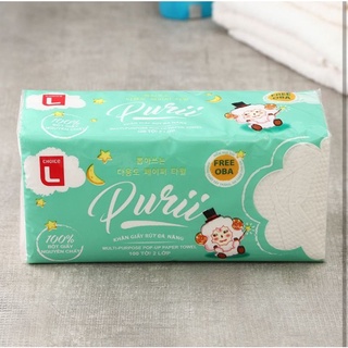 Cl- khăn giấy rút đa năng purii 2 lớp gói 100 tờ