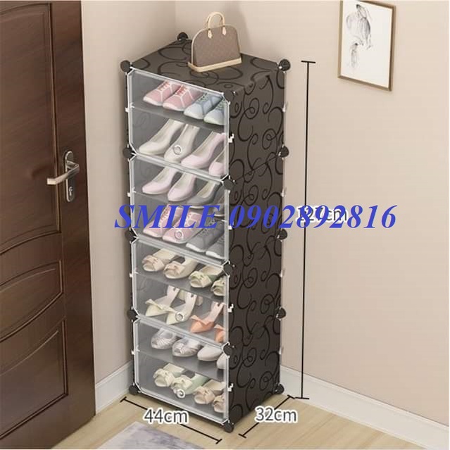{MẪU MỚI VỀ} Tủ nhựa đựng giày lắp ghép 8 ngăn dọc để được 16 đôi giày - Kệ để giày đa năng