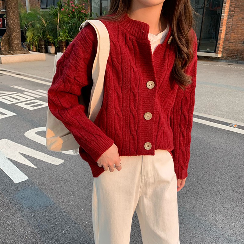 Cardigan dệt len đơn giản kiểu dáng trưởng thành phong cách hàn quốc order Taobao #002