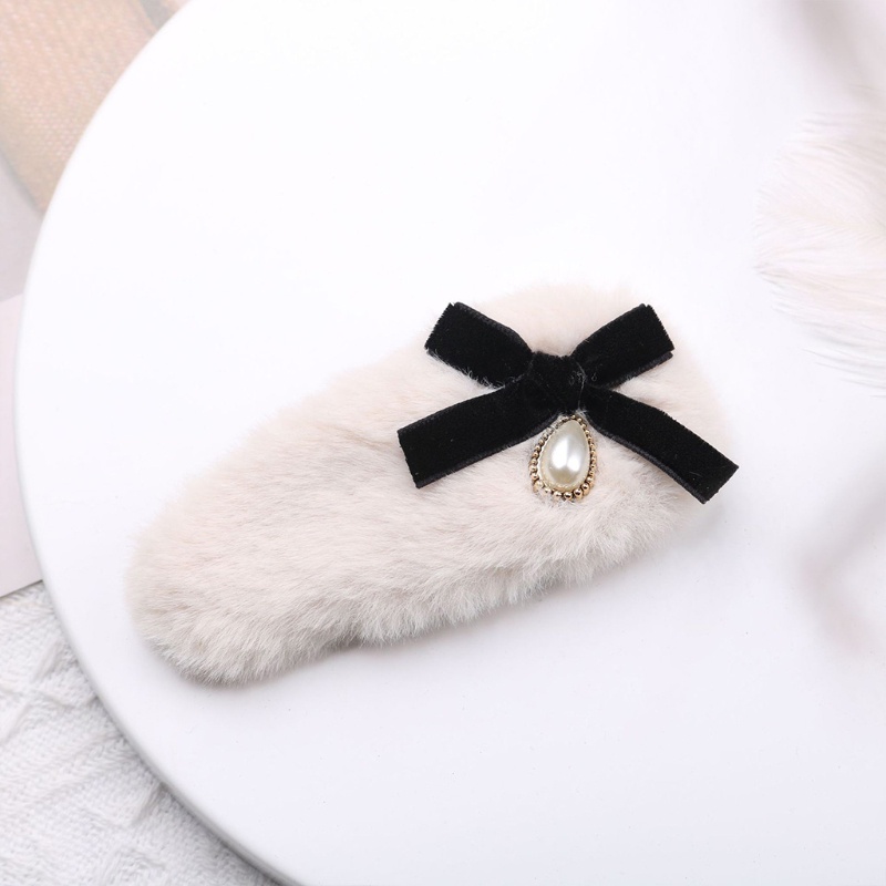 Kẹp Tóc Nơ Bằng Nhung Mềm Mại Đính Đá Phong Cách Retro