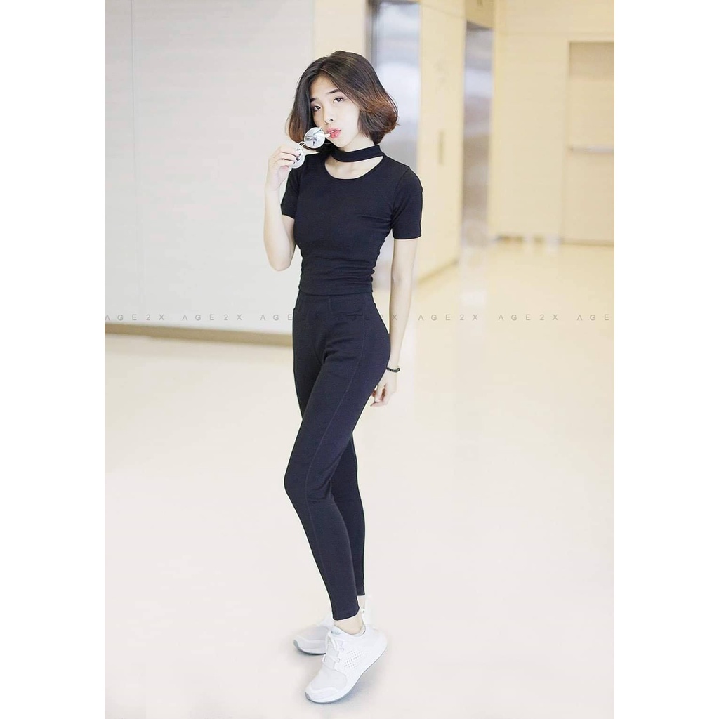 Quần legging AGE2X co giãn chất xịn mịn 2 túi xéo tiện dụng , đường may tỉ mẩn