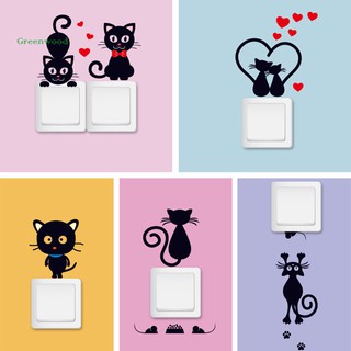 Miếng dán tường hình mèo và trái tim đáng yêu trang trí công tắc đèn