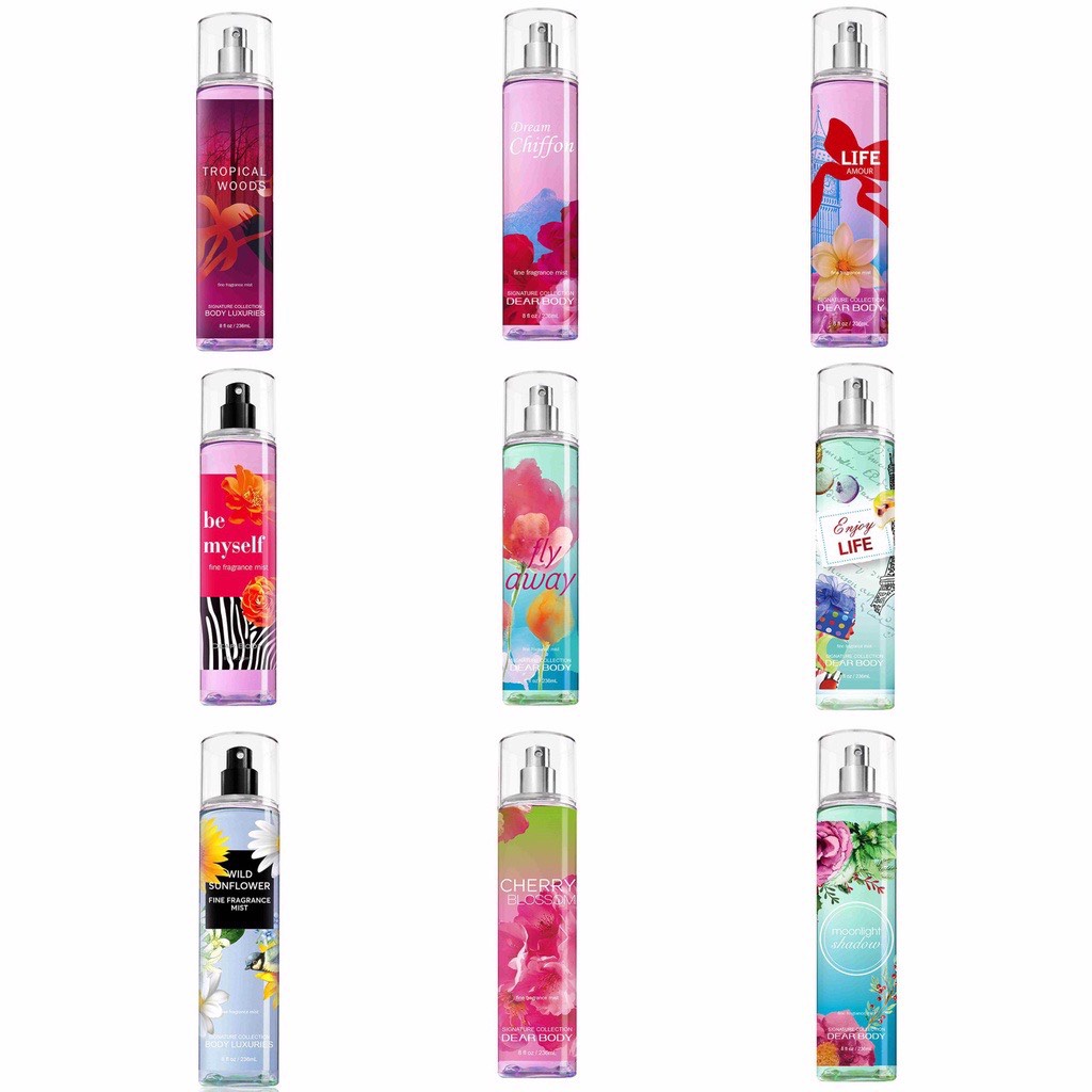 BODY MIST DEAR BODY 236ml - XỊT THƠM TOÀN THÂN NỮ - TẠO MÙI THƠM CƠ THỂ - LƯU HƯƠNG 5-8h - ĐA DẠNG MÙI HƯƠNG - QUYẾN RŨ