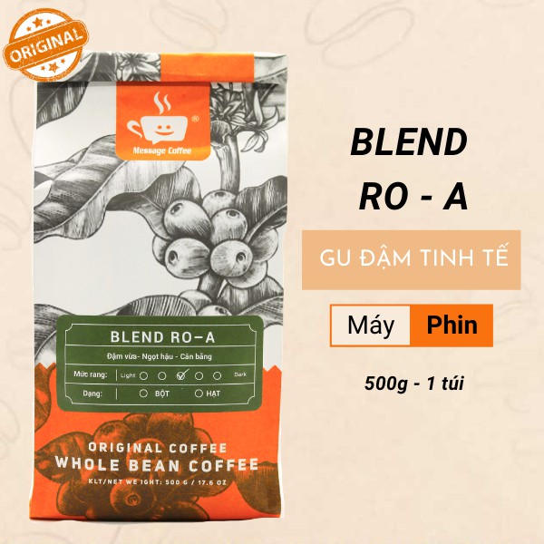 Cà phê BLEND Robusta - Arabica đặc biệt, 100% cafe mộc rang xay, pha phin máy-500g hạt,bột từ - Bale