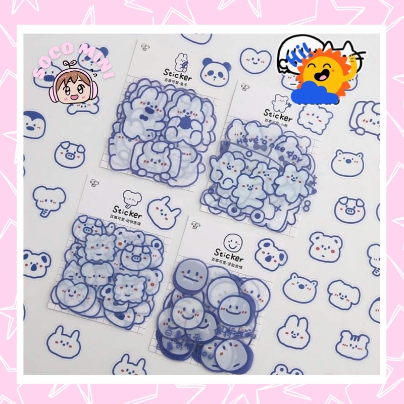 40 miếng sticker gấu béo cute chống thấm nước - độ bền cao - trang trí sổ tay journal - nhật kí kế hoạch