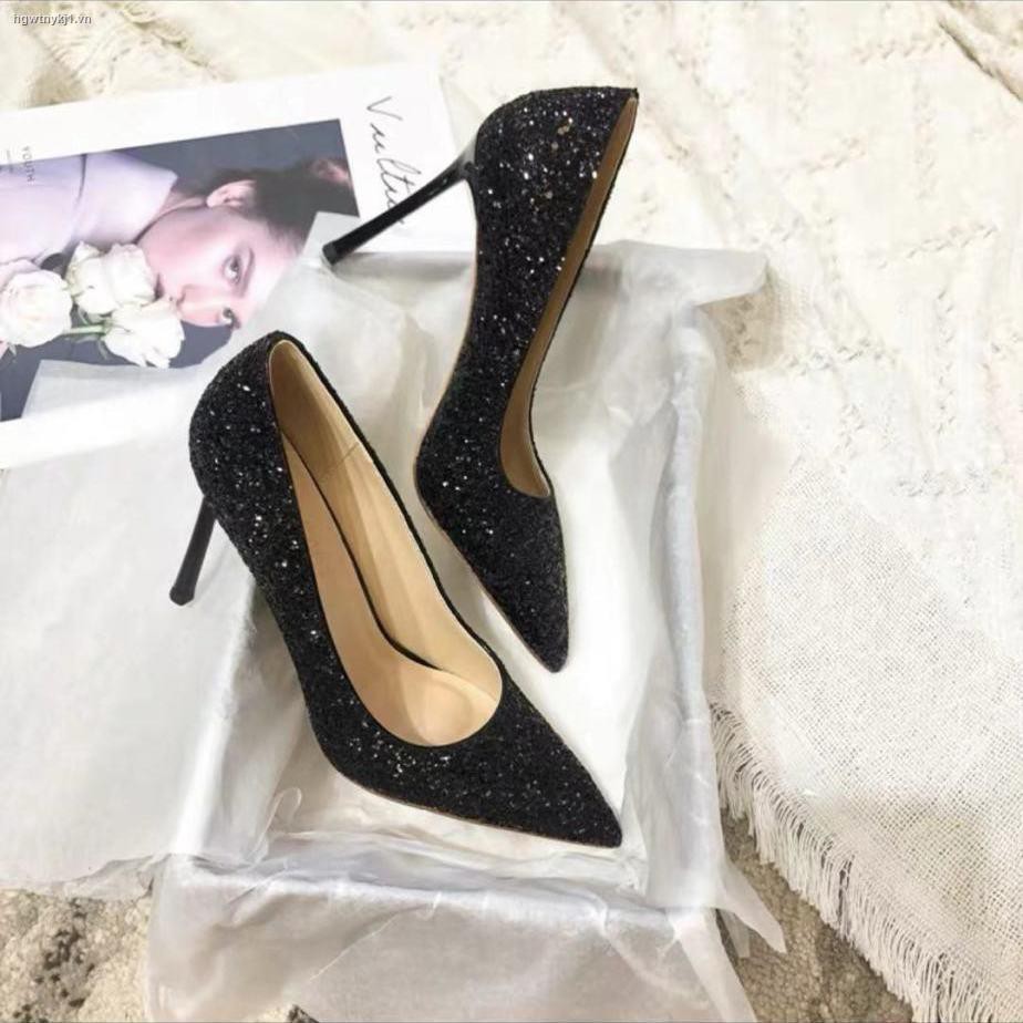 ☾┋✵Shoes 2021 new female spring and summer all-match sequins show Wo suit Chinese wedding bridal high heels women stiletto