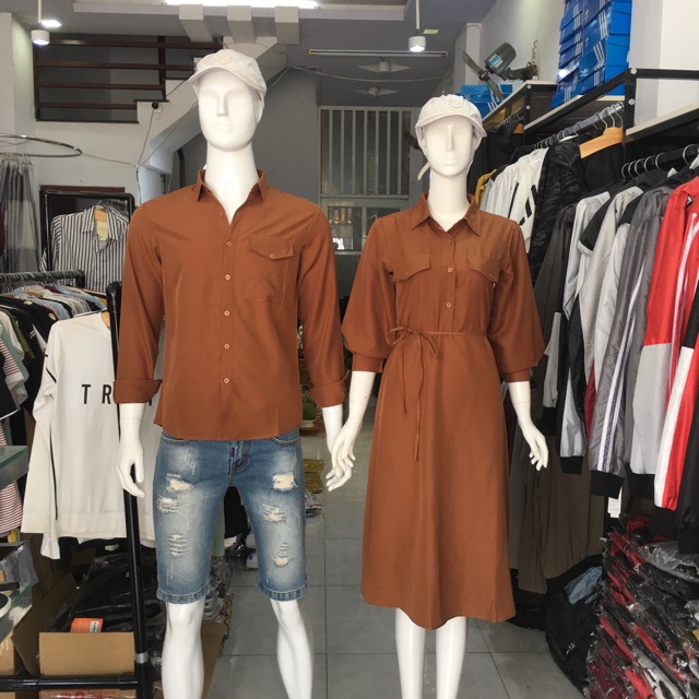 SET ĐỒ ĐÔI NAM NỮ ĐẸP COUPLE TINA SET ĐỒ CẶP NAM NỮ ĐẸP MÀU NÂU TÂY CỰC SANG CHẢNH THEO PHONG CÁCH HÀN QUỐC SIÊU XINH