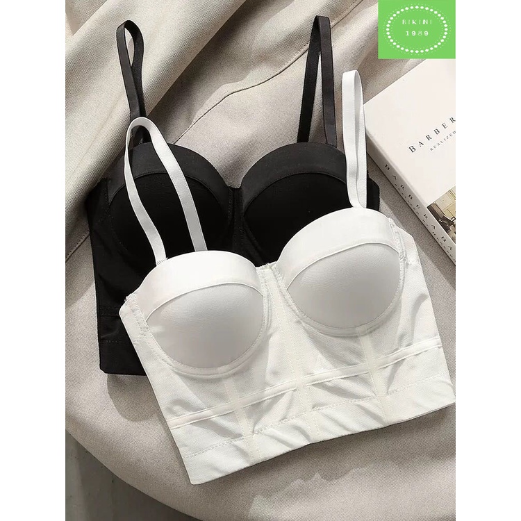 Áo corset áo lót bra có gọng nâng ngực dây rời phong cách vintage cài sau cao cấp