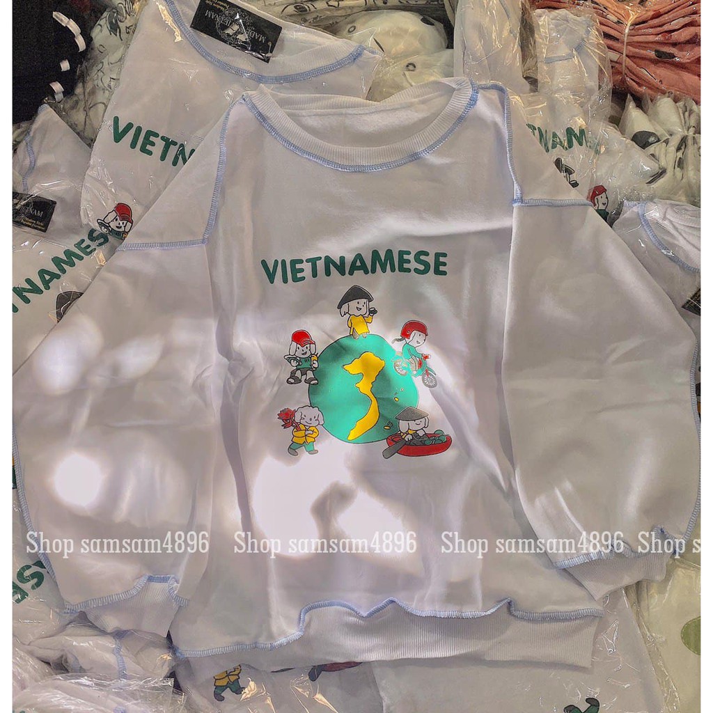 [FREESHIP 50K] Áo Nỉ Sweater Chỉ Nổi In Việt Nam 🇻🇳 Áo Nỉ Cổ Tròn Form Rộng Tay Bồng Unisex(kèm ảnh thật) | BigBuy360 - bigbuy360.vn