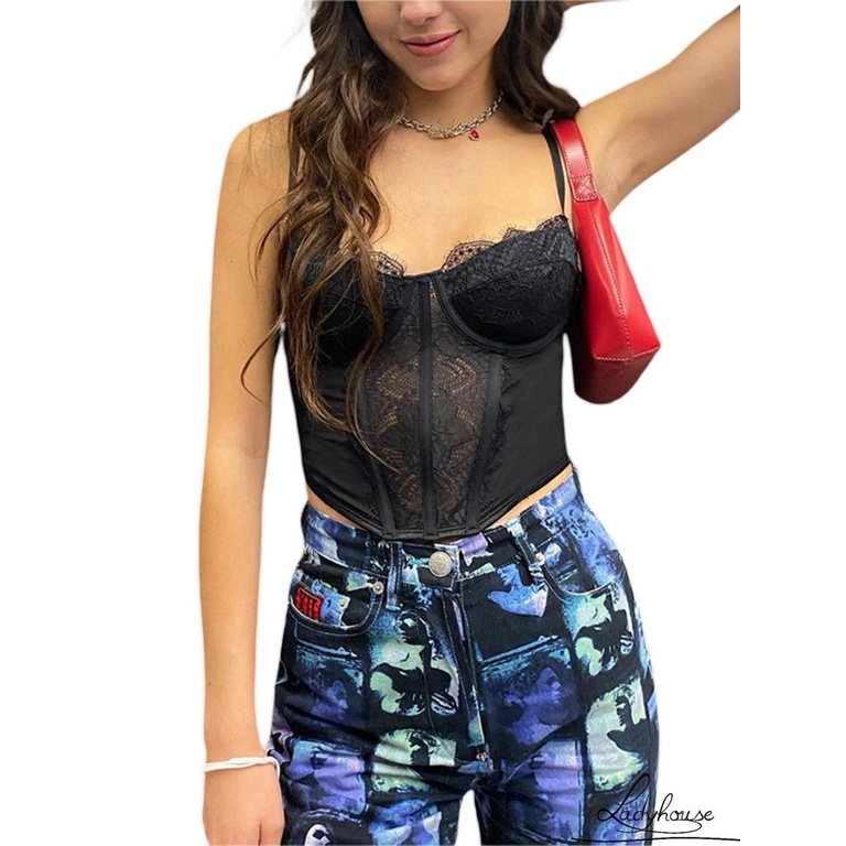 Áo Hai Dây Phối Ren Màu Sắc Trơn Gợi Cảm Cho Nữ