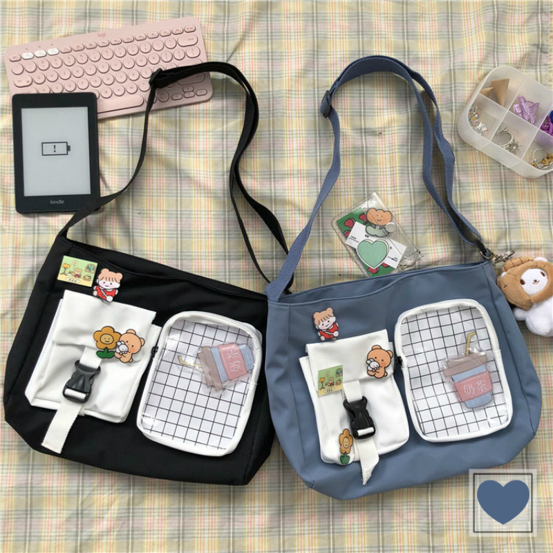 [Mã FASHIONCB264 giảm 10K đơn bất kỳ] Túi Vải Canvas Đeo Vai Phong Cách Hàn Quốc Xinh Xắn Dành Cho Nữ