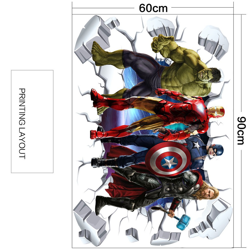 Decal dán tường Avengers 4 ⚡ FREESHIP ⚡ decal siêu anh hùng biệt đội báo thù AmyShop