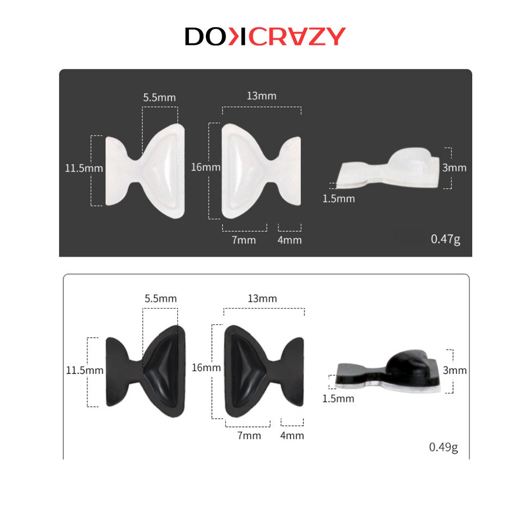 Đệm dán tì mũi nâng đỡ gọng kính DOKCRAZY chính hãng Nhật Bản cao cấp, không gây đau mũi, chống trơn trượt