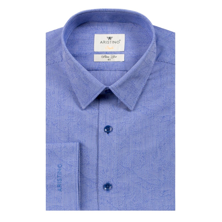 Áo sơ mi dài tay Aristino sợi tre kháng khuẩn, họa tiết kẻ sọc hoa chìm , slim ALS63708