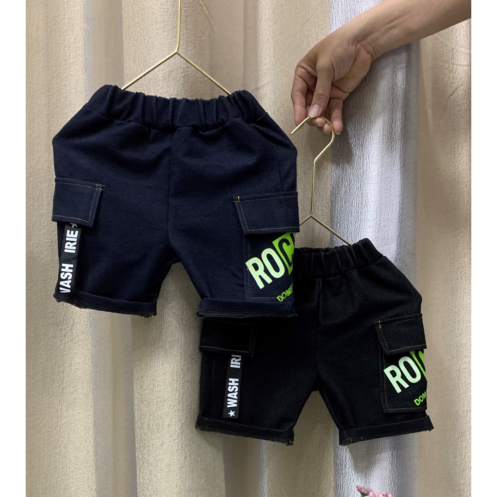 Quần short thun giả jean túi hộp cho bé trai  từ 8-36kg