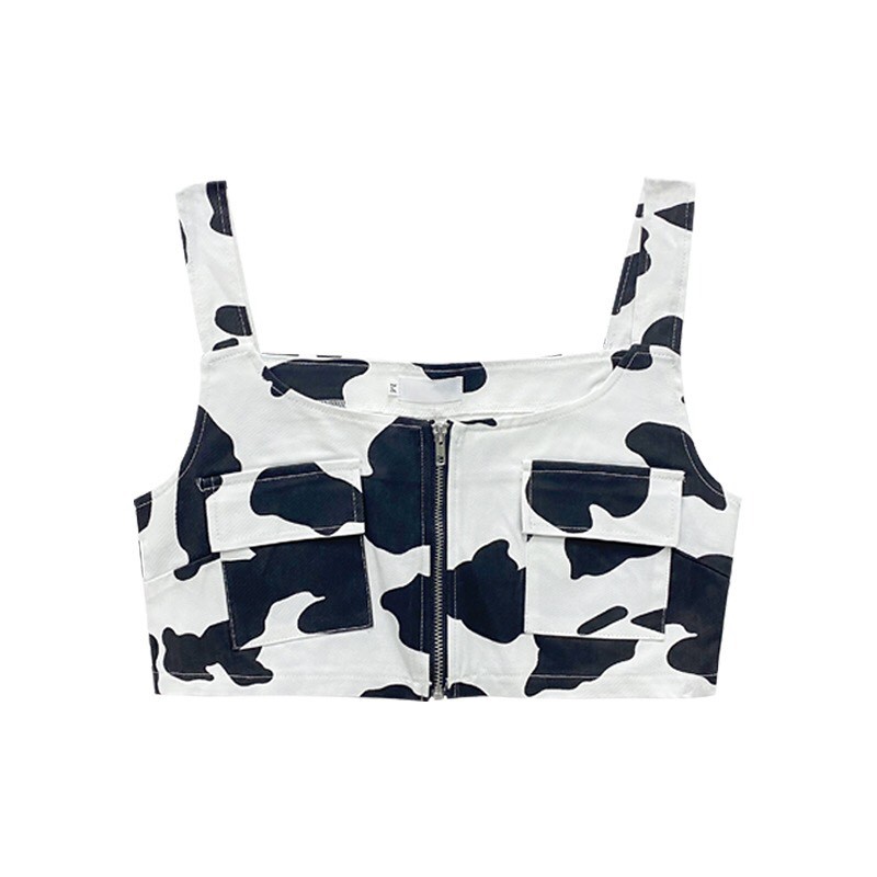 Áo Croptop Nữ Bò Sữa Kiểu Body GILE Kéo Khóa Unisex Siêu Chất Fullsize Ulzzang | BigBuy360 - bigbuy360.vn