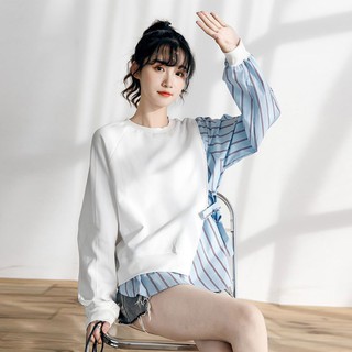 [ORDER] Áo kiểu phối nửa sơ mi kẻ sọc xanh xinh xắn ulzzang có size