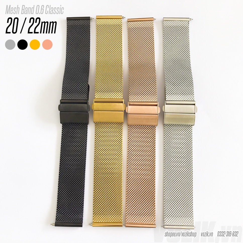 Dây đeo đồng hồ thép lưới mesh  Mesh 0.6mm VOZIK - milanese strap band for watches - 4