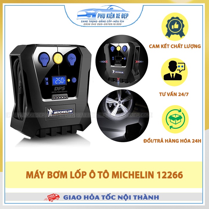 Bơm lốp xe ô tô Michelin 12266 ⚡BẢN MỚI NHẤT - FREESHIP⚡ tự ngắt 4398ML - Chính hãng BẢO HÀNH 12 tháng