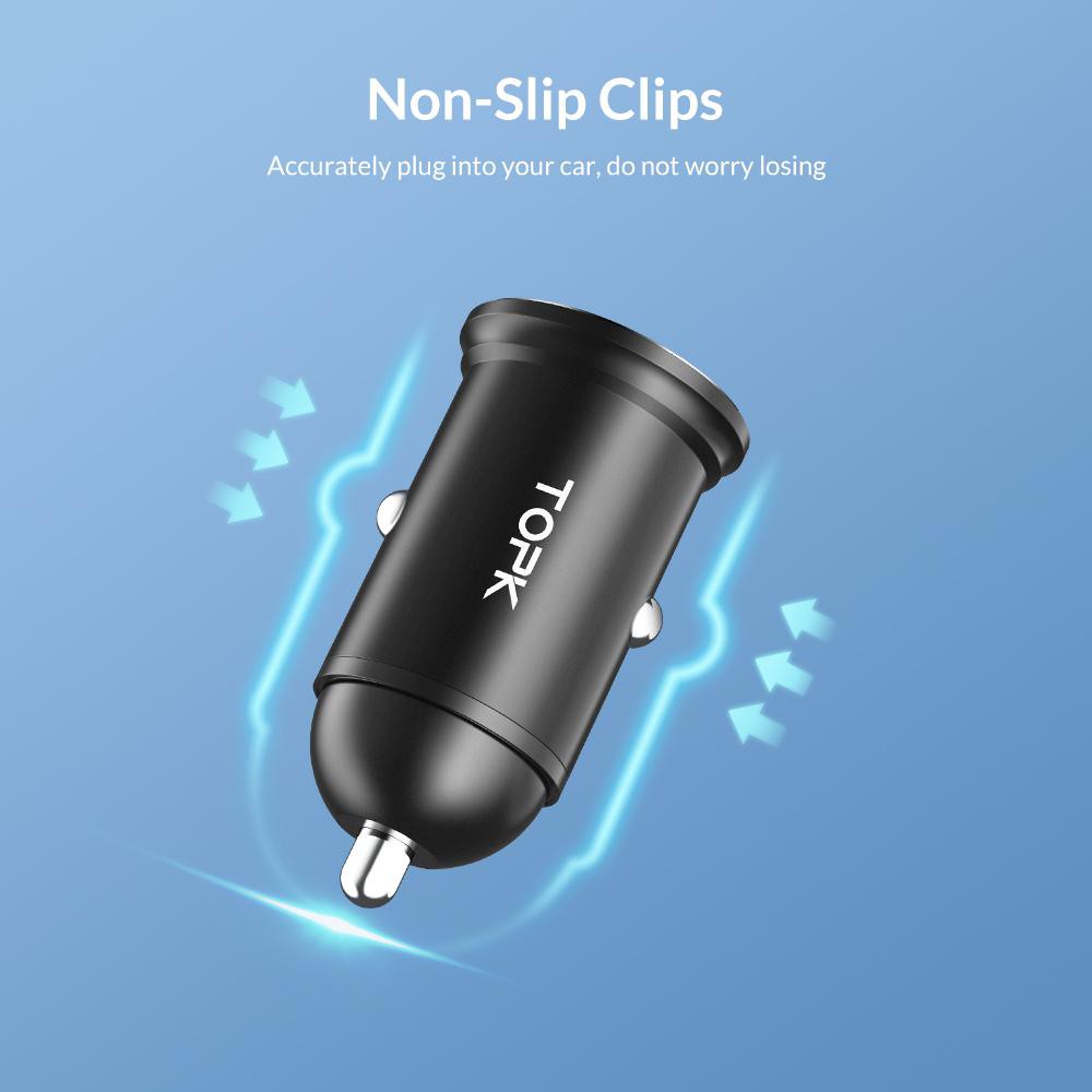 Tẩu sạc xe hơi mini TOPK G204 hai cổng USB, 3.1A sạc nhanh cho điện thoại, máy tính bảng